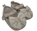 The Shimmering Gold Heart-Bow Crib Shoes