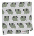 White with Gray and Green Elephants