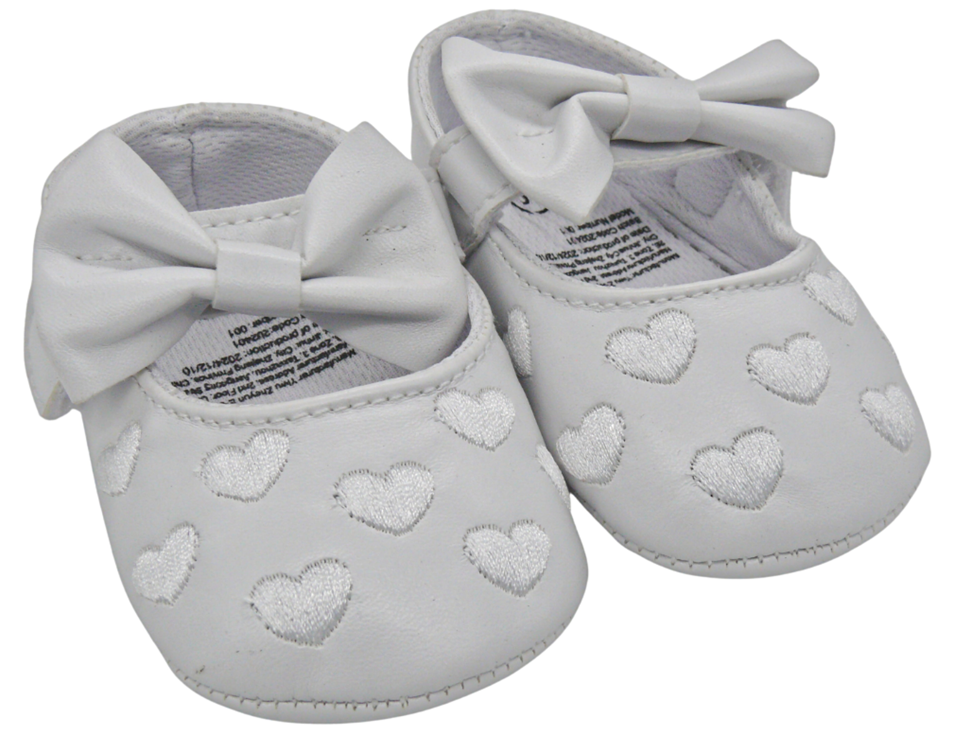 The White Heart and Bow Crib Shoes