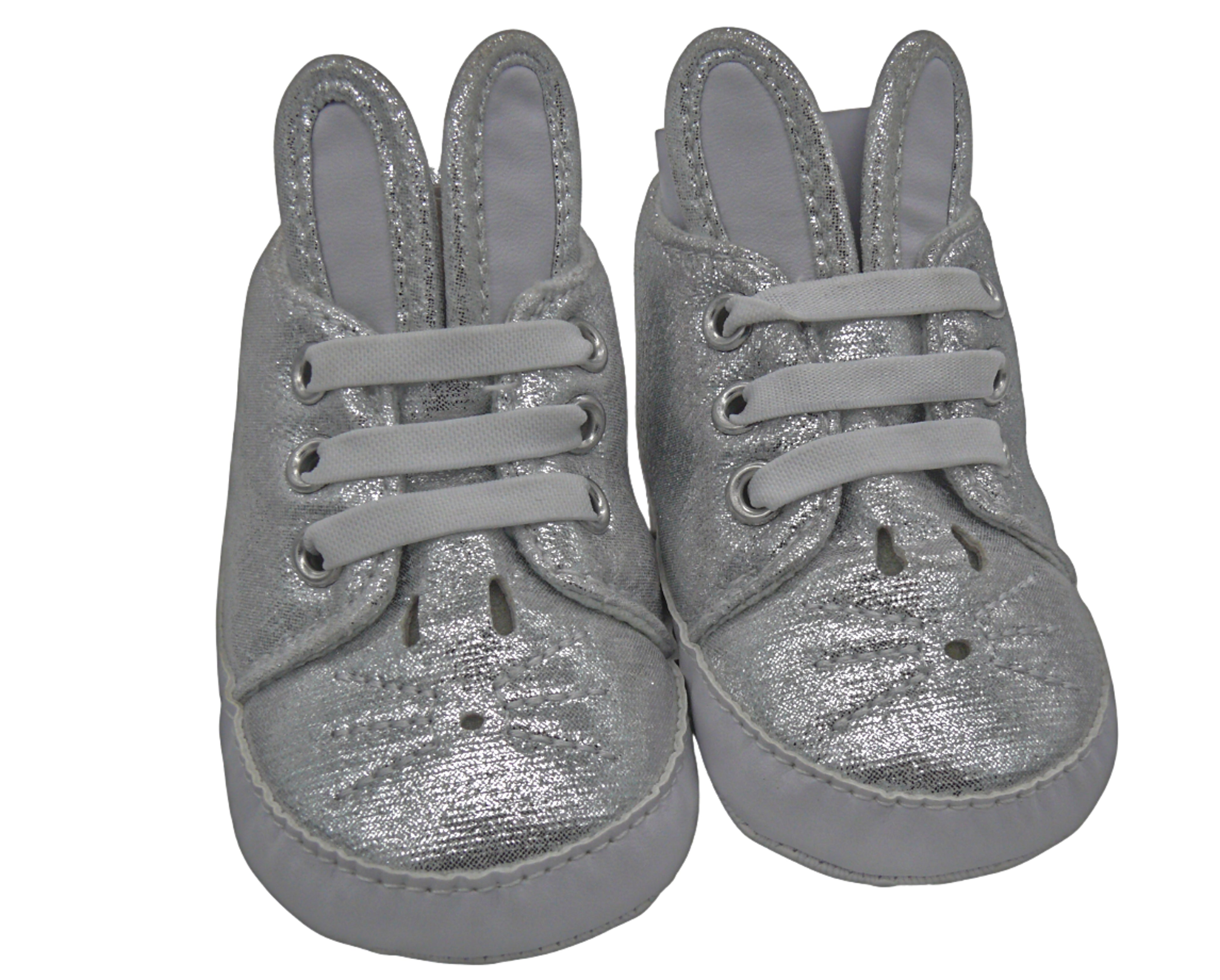 The Silver Sparkle Bunny Crib Shoes