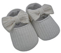 The Cream Ribbed Bow Crib Shoe