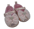 The Shimmering Pink Heart-Bow Crib Shoes