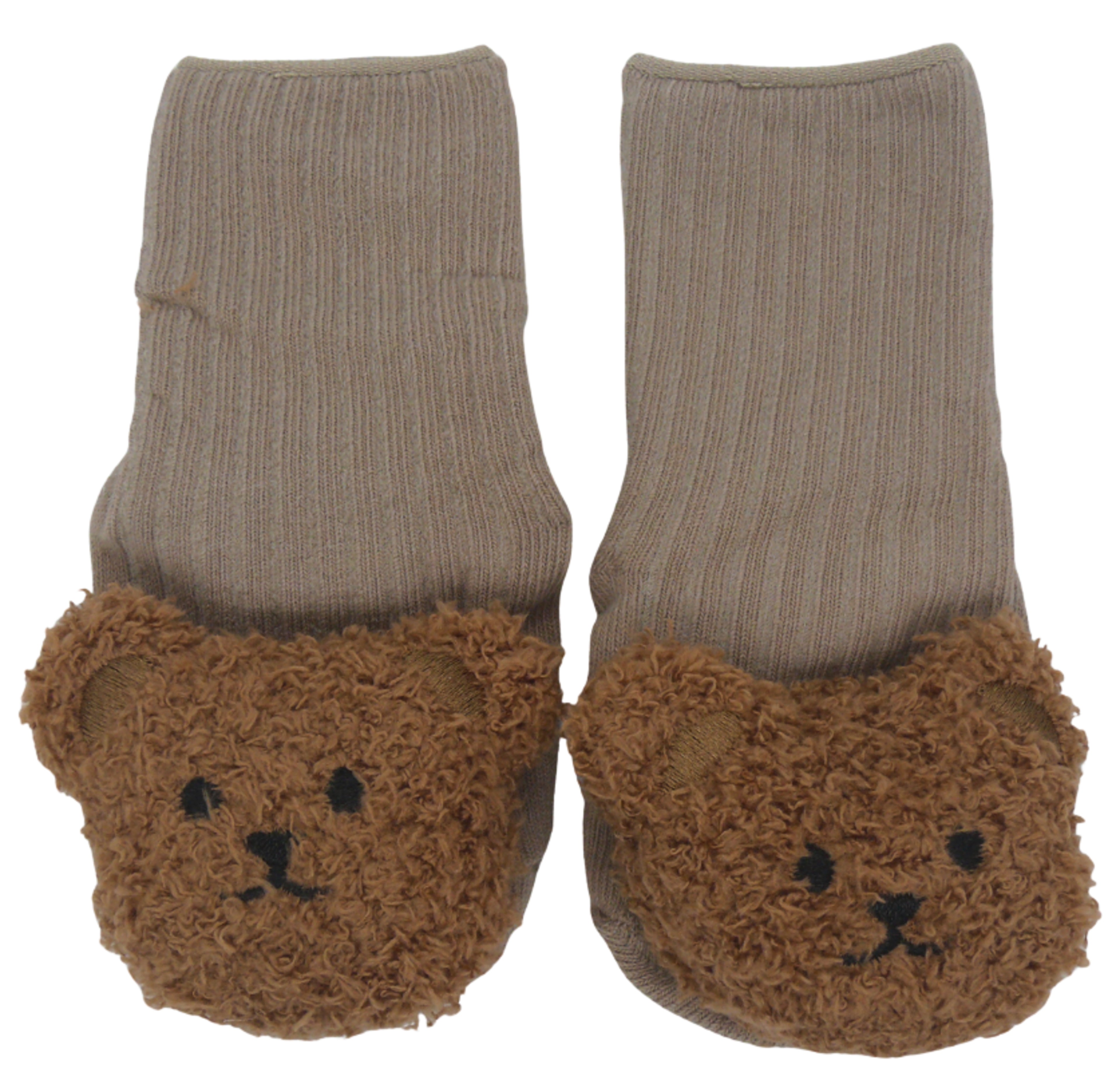 Bear Face Ribbed Non Slip Socks