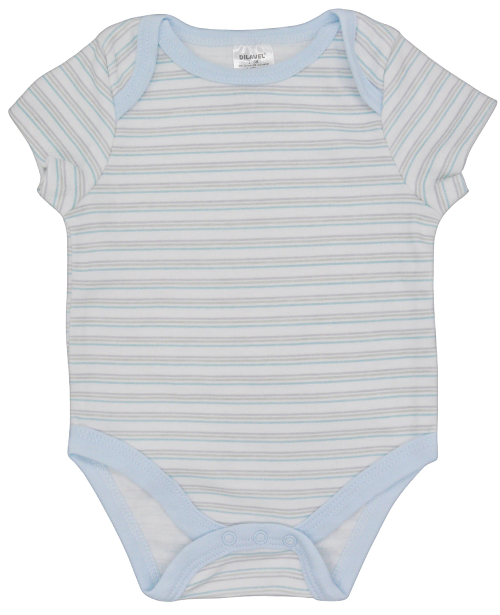 White with Blue Trim and Grey and Blue Stripes
